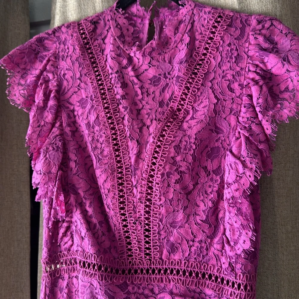 Saylor Stunning Fuschia Elegant Pink Lace Dress - Picture 2 of 11